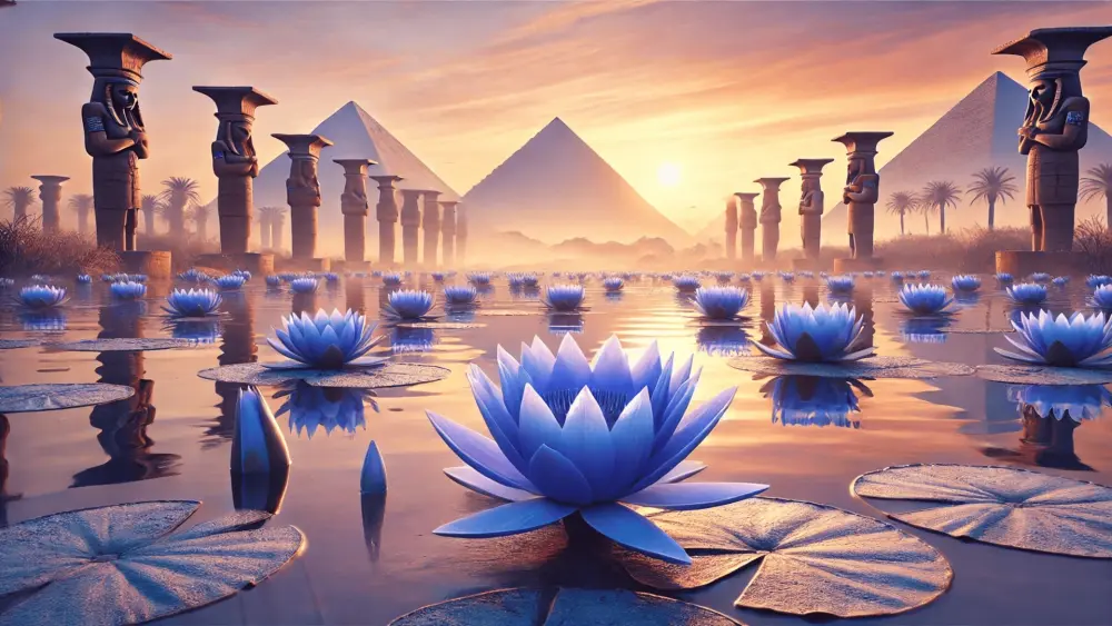 Blauwe Lotus bloem drijvend op water