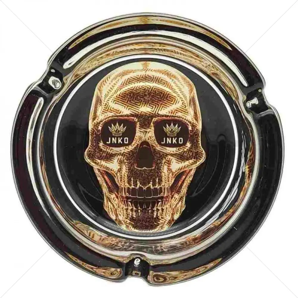 Aschenbecher Rundes Glas  | Luxury Art Serie | Golden Skull 1