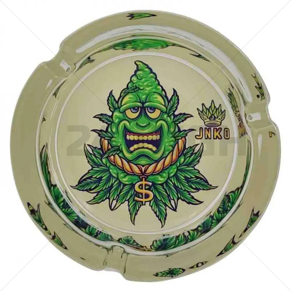 Aschenbecher Rund Glas 10cm | Stay 420 Serie | Design 6 | Happy Budz