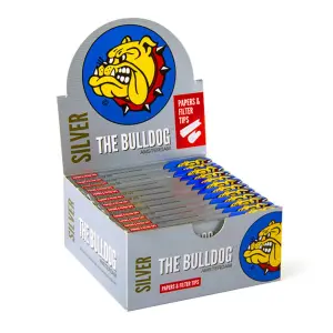 Die Bulldogge Original Silber King Size Slim Rolling Papers + Tipps (24pcs/Display)