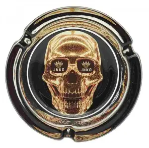 Aschenbecher Rundes Glas  | Luxury Art Serie | Golden Skull 1