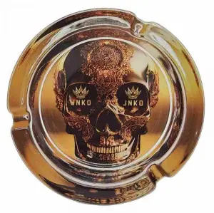 Aschenbecher Rundes Glas | Luxury Art Series | Golden Skull 2