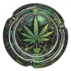 Aschenbecher Rund Glas | Psychedelic Series | Cannabis Leaf 1