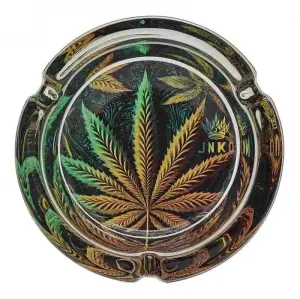 Aschenbecher Rundes Glas | Psychedelic Series | Cannabis Leaf 2